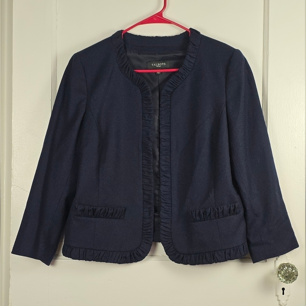 Talbots Navy Blue Wool Jacket Size 12P